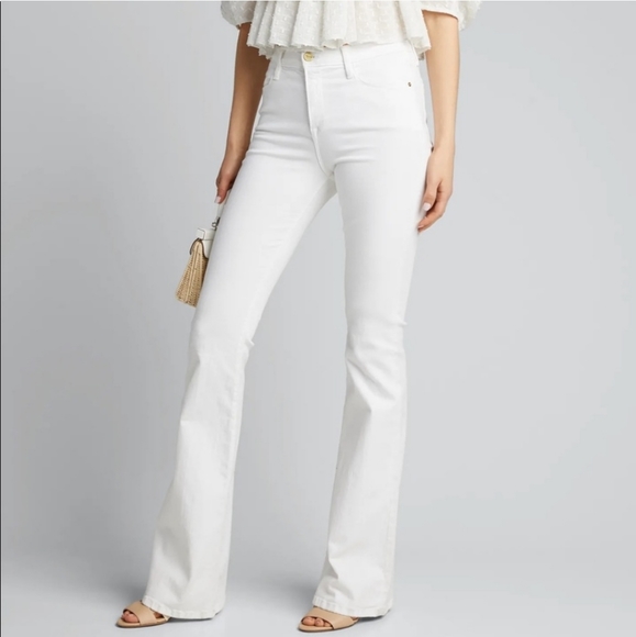 FRAME Denim Le High Flare Jeans in Blanc - Picture 2 of 10